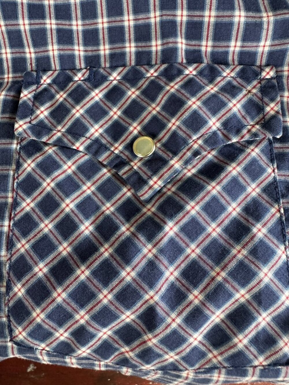 Plains Western Wear Men's Blue Red Checks Pearl Snap Shirt Small Cotton - Picture 5 of 5